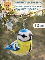 Div023 Игрушка мягконабивная Дивале Синица Лазоревка 12 см с подвесом