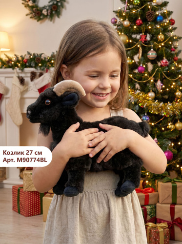 90774BL Игрушка мягконабивная Козлик черный 27см фото 4