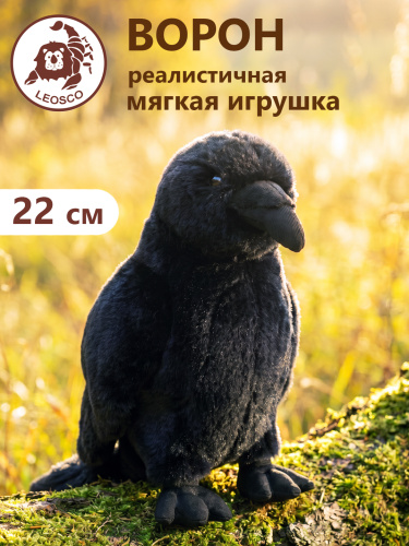 23121 Игрушка мягконабивная Птица Ворон 22см